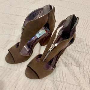 Carlos Santana faux suede brown cutout bootie